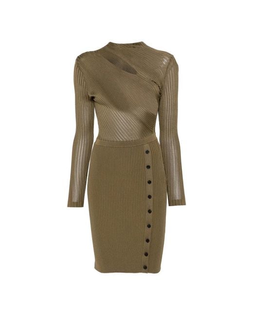 Self-Portrait Knitted Dresses in het Green