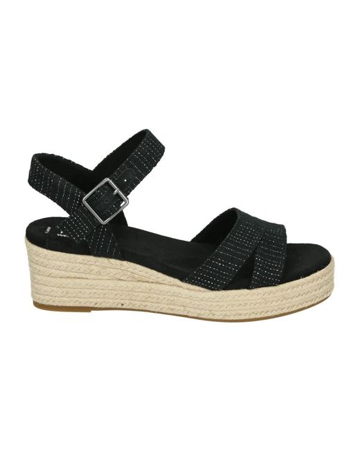 TOMS Schoenen ,Zwart ,Linnen Sportieve Sandalen Audrey Zwart Rubberen Zool in het Black