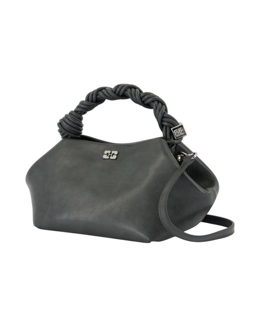 Ganni Grijze Leren Crossbody Tas in het Black