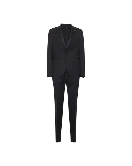 Tagliatore Kostuums ,Blauw ,Satijn Enkelrijig Virgin Wool Kostuum in het Black voor heren