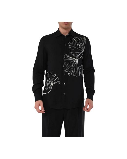 Camicia stampata in viscosa di Emporio Armani in Black da Uomo