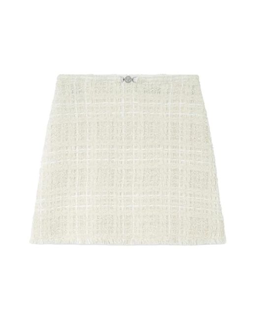 Versace Rokken ,Wit ,Katoen Tweed Katoenen Mini Rok in het Natural