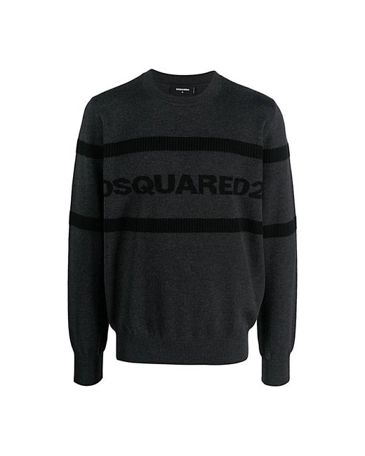 DSquared² Black Round-Neck Knitwear for men
