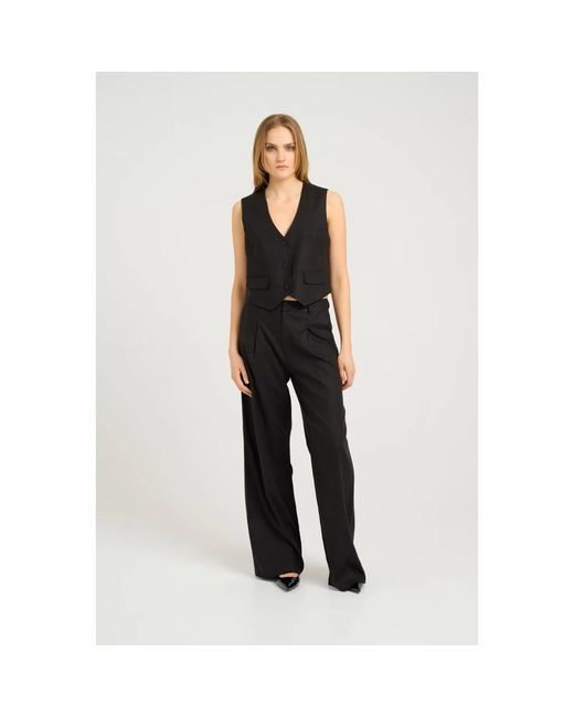 Gestuz Broeken ,Zwart ,Linnen Linnen Hoge Taille Broek in het Black