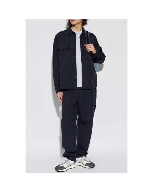 Stone Island Blue Wide Trousers for men