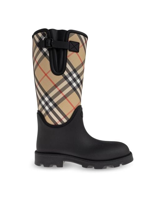 Burberry Multicolor Plaid Pattern Rain Boots for men