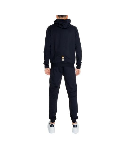 EA7 Fitness ,Zwart ,Katoen Zwarte Katoenen Sweatuit Herfst/Winter Collectie in het Blue voor heren