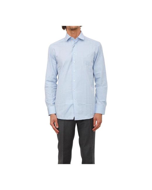 Etro Overhemden ,Blauw ,Katoen Roma Logo Shirt in het Blue voor heren