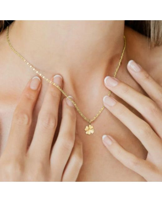 ONE ELEMENT Metallic Gelbgold Diamant Kleeblatt Anhänger