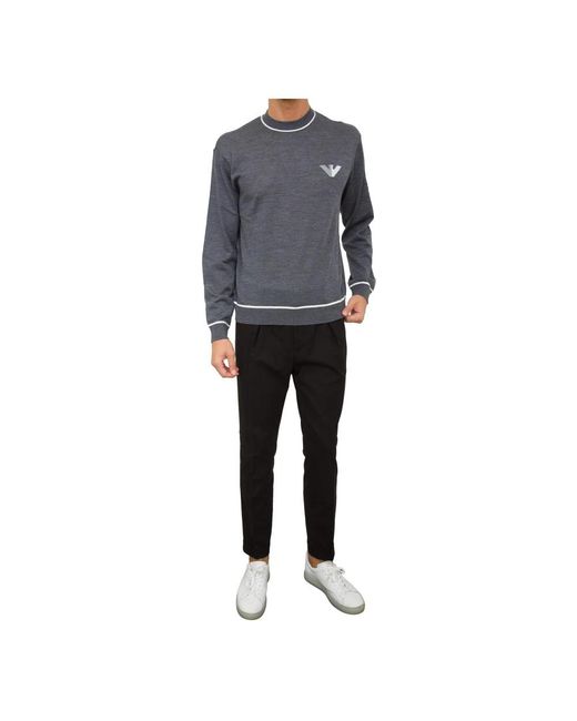 Emporio Armani Gray Round-Neck Knitwear for men