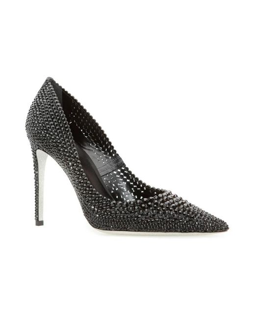 Rene Caovilla Schoenen ,Zwart ,Zwarte Pumps Met C11875105R001V050 Stijl in het Metallic