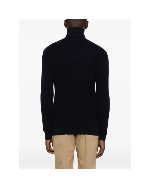 Tagliatore Wollpullover Mit Halbem Reißverschluss in Black für Herren