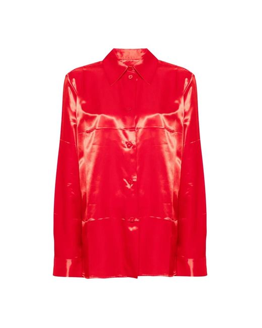 Jil Sander Overhemden ,Rood ,Katoen Casual Katoenen Overhemd in het Red