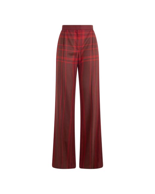 Alberta Ferretti Red Wide Trousers