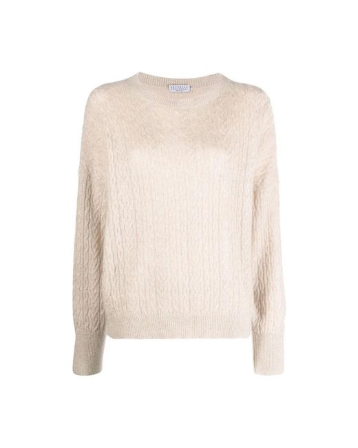 Brunello Cucinelli Natural Round-Neck Knitwear