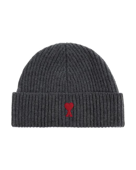AMI Accessoires ,Grijs ,Wol Pet Met Logopatch in het Gray