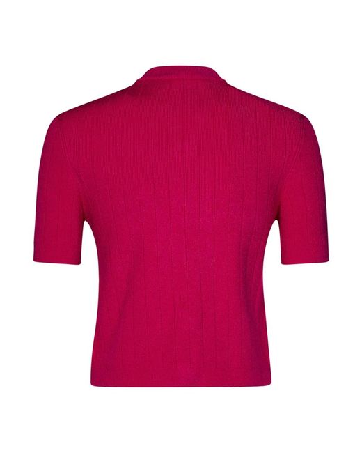 Balmain Pink Roter pullover mit goldfarbenen knöpfen