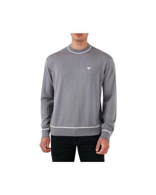 Emporio Armani Gray Round-Neck Knitwear for men