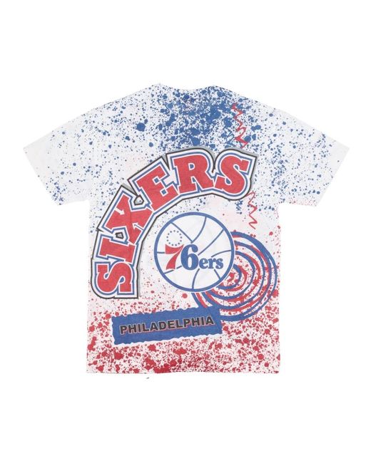 Mitchell & Ness Tops ,Veelkleurig ,Katoen Nba Team Burst Tee Phi 76E in het White voor heren