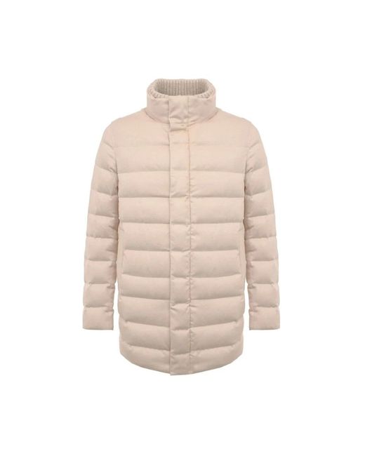 Herno Jassen ,Polyester Zijden Donsjas Met Geborduurde Kraag in het Natural voor heren