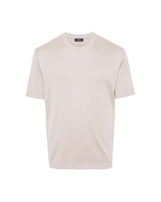 Herno Dove grey t-shirt mit rippbündchen in Gray für Herren