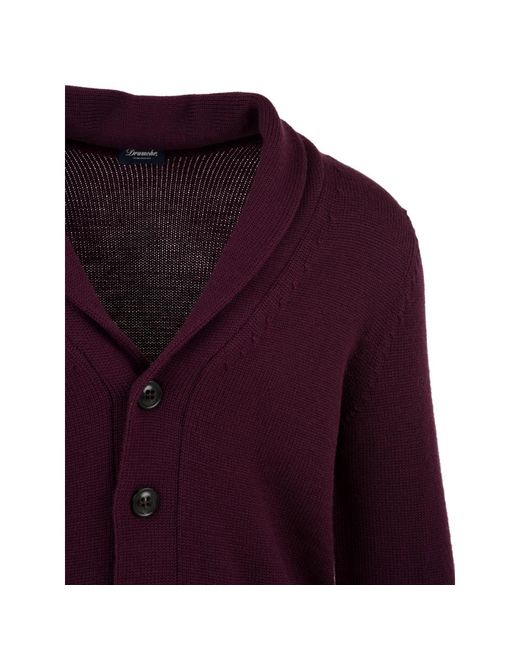 Drumohr Truien & Vesten ,Rood ,Bordeaux Sweater Cardigan Voor in het Purple voor heren