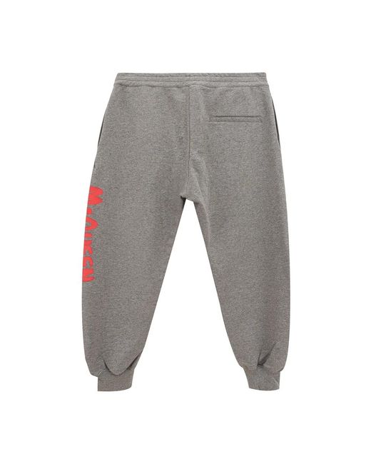 McQueen Broeken ,Grijs ,Katoen Sportieve Graffiti Logo Broek in het Gray