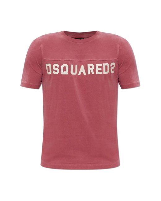 DSquared² Tops ,Roze ,Logo T-Shirt in het Pink voor heren