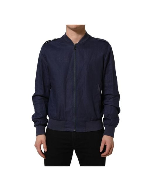 Dolce & Gabbana Blue Bomber Jackets for men