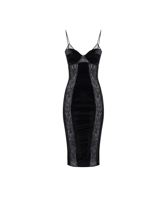 Midi Dresses Elisabetta Franchi de color Black