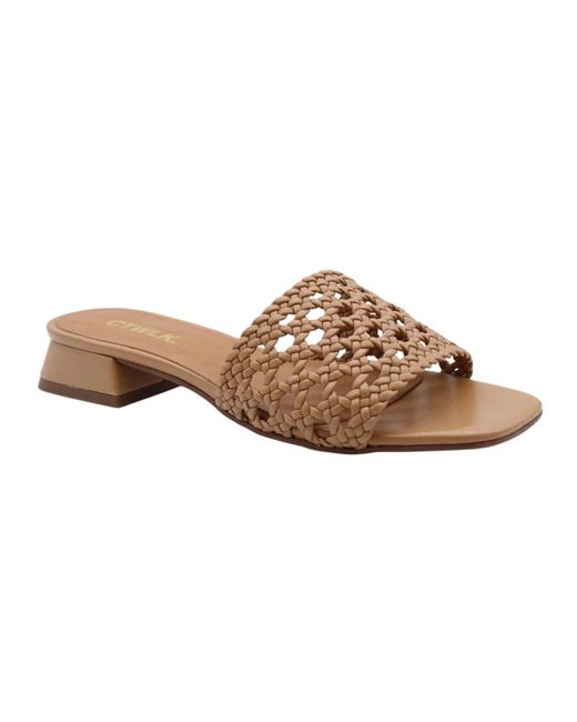 CTWLK Brown Heeled Mules