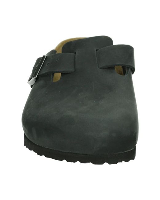 Birkenstock Zwarte Leren Slippers in het Brown voor heren