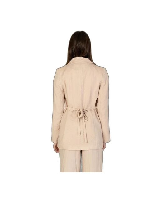 Vero Moda Jassen ,Roze ,Linnen Linnen Blazer Lange Mouwen in het Natural