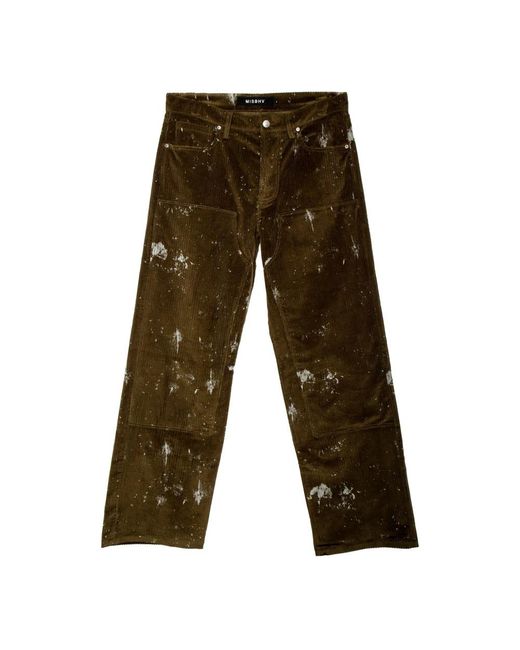 M I S B H V Brown Straight Trousers for men