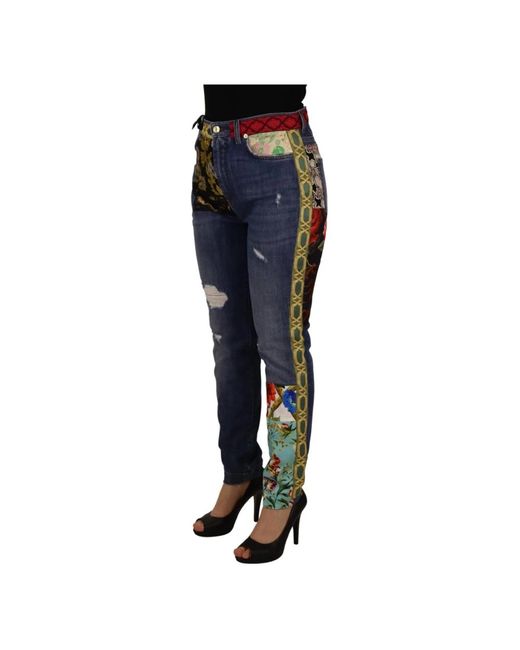 Dolce & Gabbana Blue Blaue patchwork high waist denim jeans