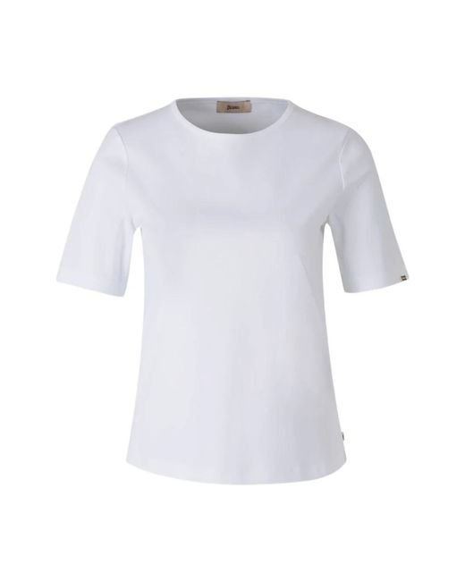 Herno Tops ,Wit ,Katoen T-Shirt Met Zijsplit in het Blue