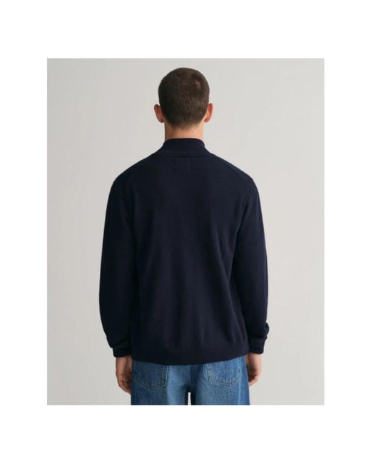 Gant Hoodies & Sweatvesten ,Blauw ,Wol Wollen Vest Met Rits in het Blue voor heren