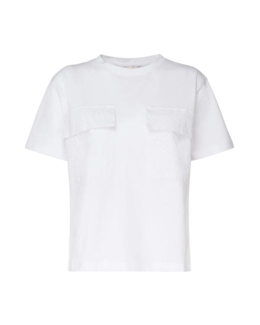 Camiseta blanca con aplicación de bolsillo falso Mariuccia Milano de color White