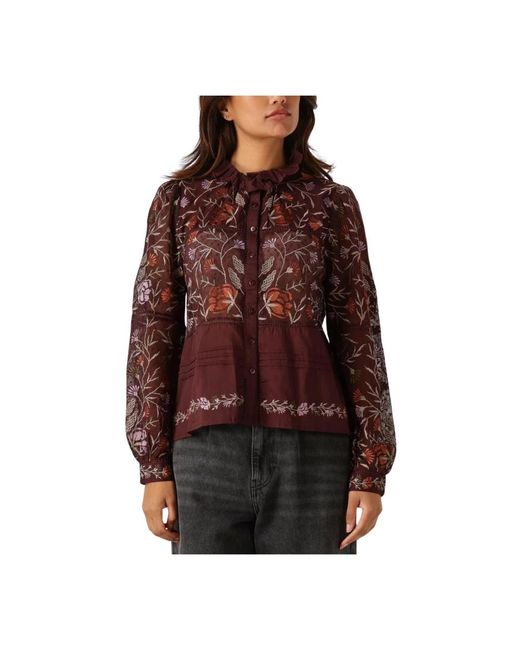 Antik Batik Overhemden ,Rood ,Katoen Arima Blouse in het Brown