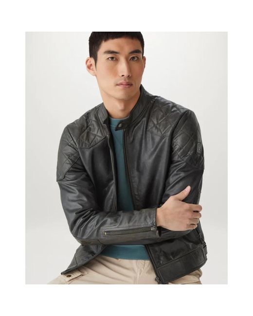 Belstaff Gray Leather Jackets for men