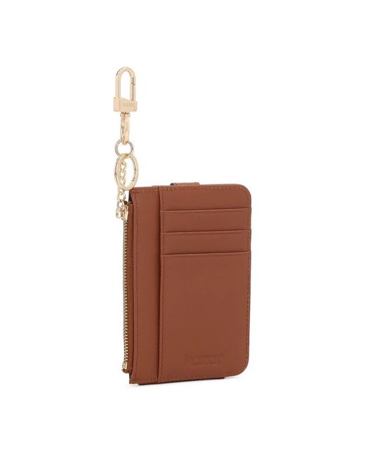Kazar Accessoires ,Bruin ,Leer Compact Leren Portemonnee Met Karabijnhaak in het Brown