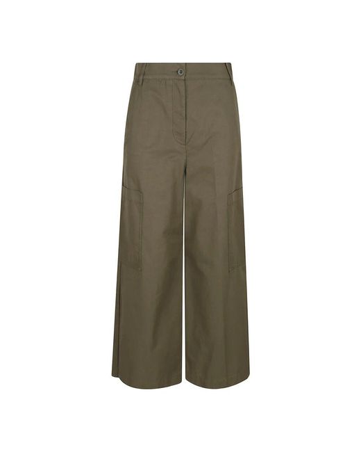 Weekend by Maxmara Green Grüne Baumwollhose Stylischer Schnitt