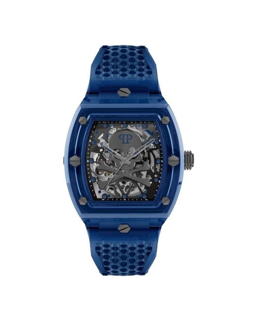 Philipp Plein Automatik Herrenuhr The $Keleton Crystal in Blue für Herren