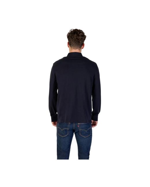 ARMANI EXCHANGE Blau Bedrucktes Langarm-Poloshirt in Blue für Herren
