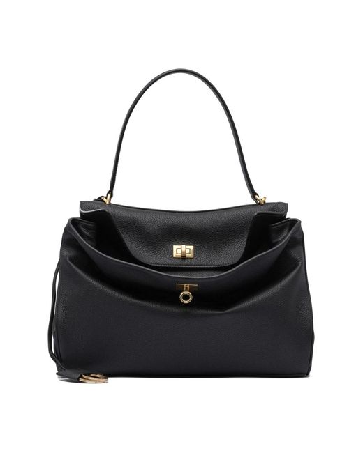 Balenciaga Black Schwarze Schultertasche Mit Antikem Goldfinish