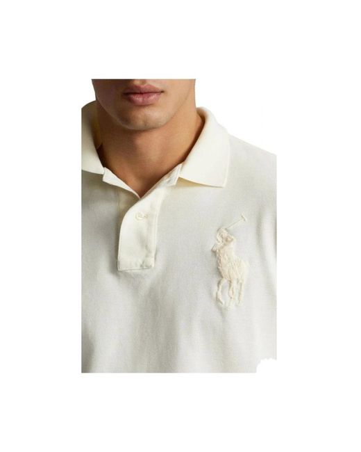 Ralph Lauren Big Pony Custom Slim-Fit Polo in het White voor heren
