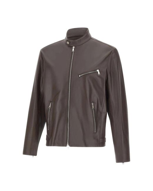 Tagliatore Gray Leather Jackets for men