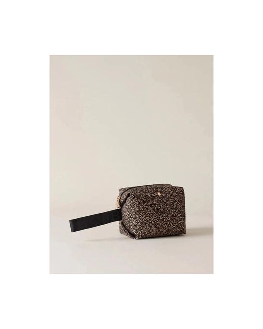 Borbonese Brown Kompakte nylon kulturtasche
