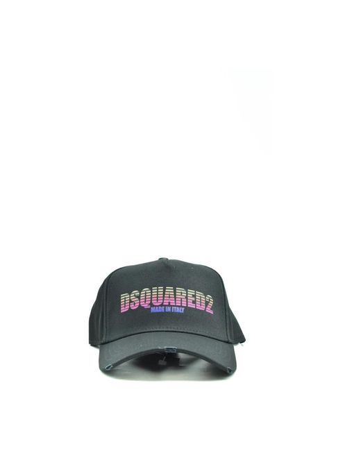DSquared² Accessoires ,Zwart ,Katoen Zwarte Katoenen Hoeden Gemaakt in het Green voor heren