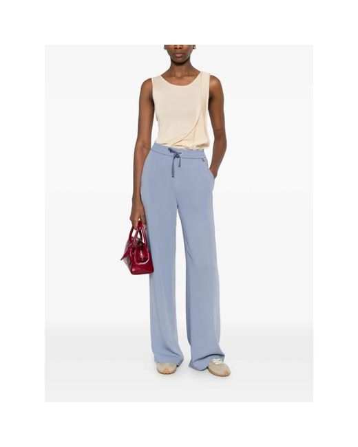 Herno Broeken ,Blauw ,Polyester Drawstring Palazzo Broek in het Blue
